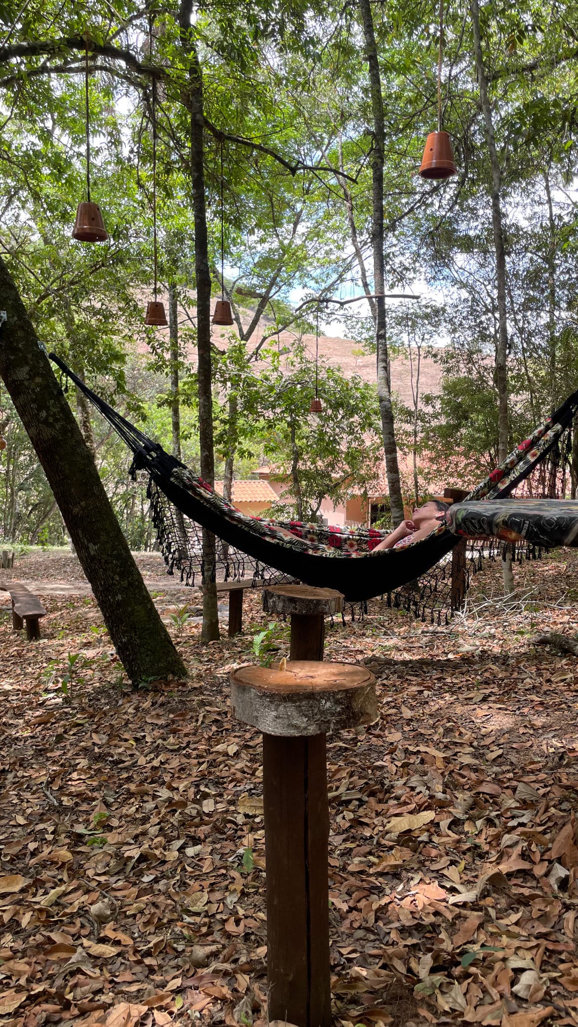 Área de descanso com redes